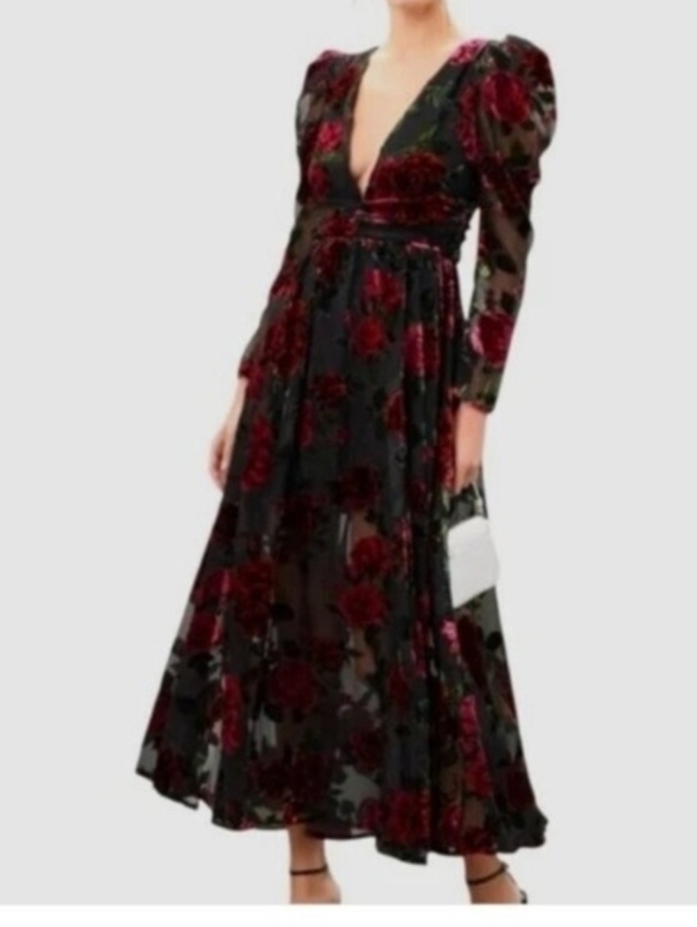 Rachel Parcell Burnout Velvet Rose Floral Dress Size 4